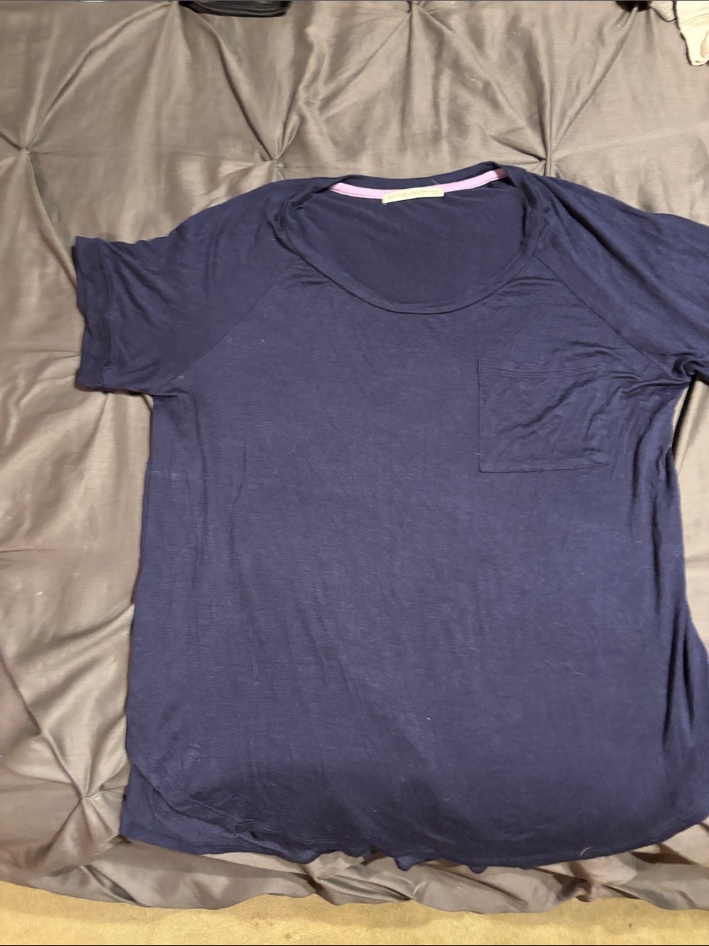 Active USA Women's Navy Short Sleeve Pocket Tee